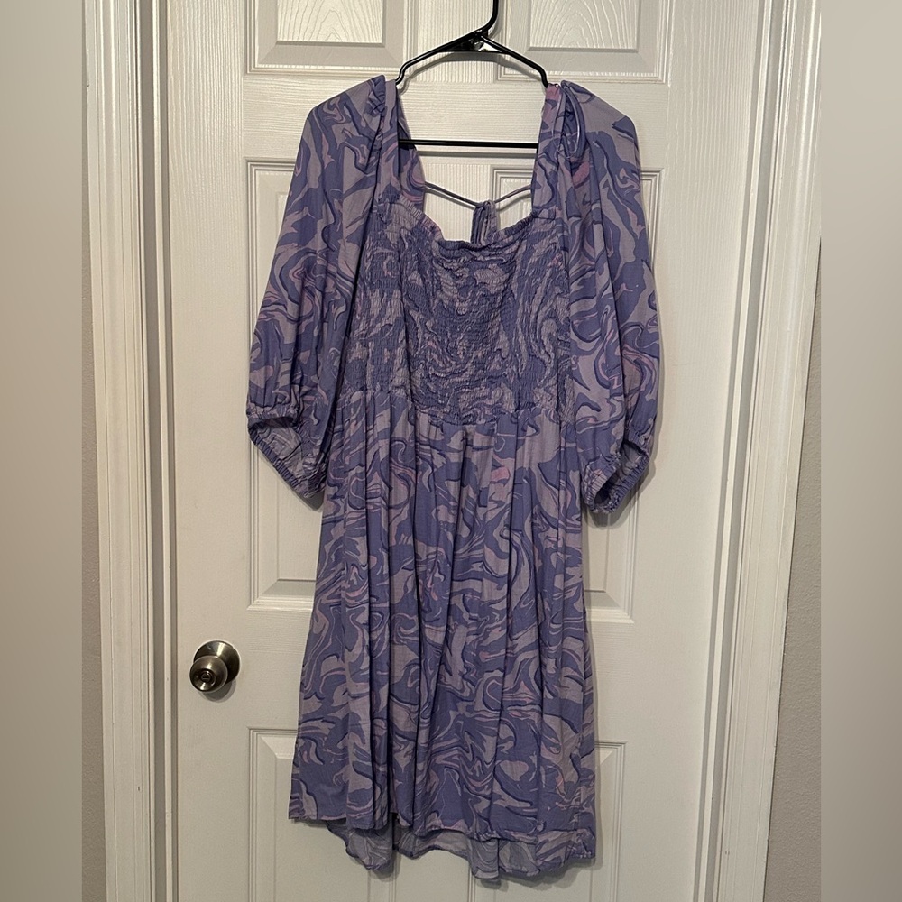 Ava & Viv Purple Patterned Tie Back Dress Size 3x